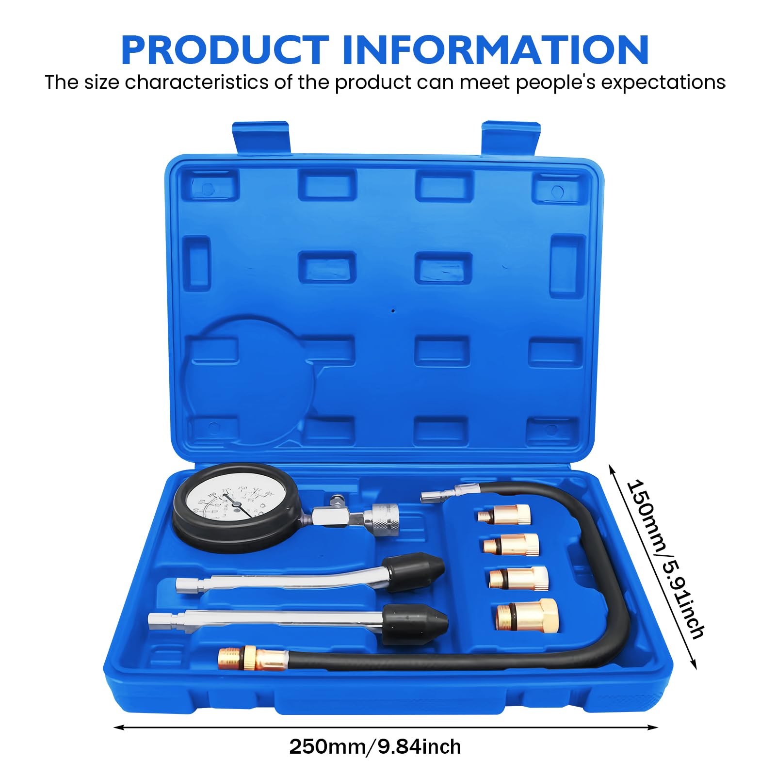 Tester di compressione, tester di compressione standard, tester di compressione per benzina, kit tester di compressione, per controllare e misurare la compressione del motore auto M10 M12 M14 M18