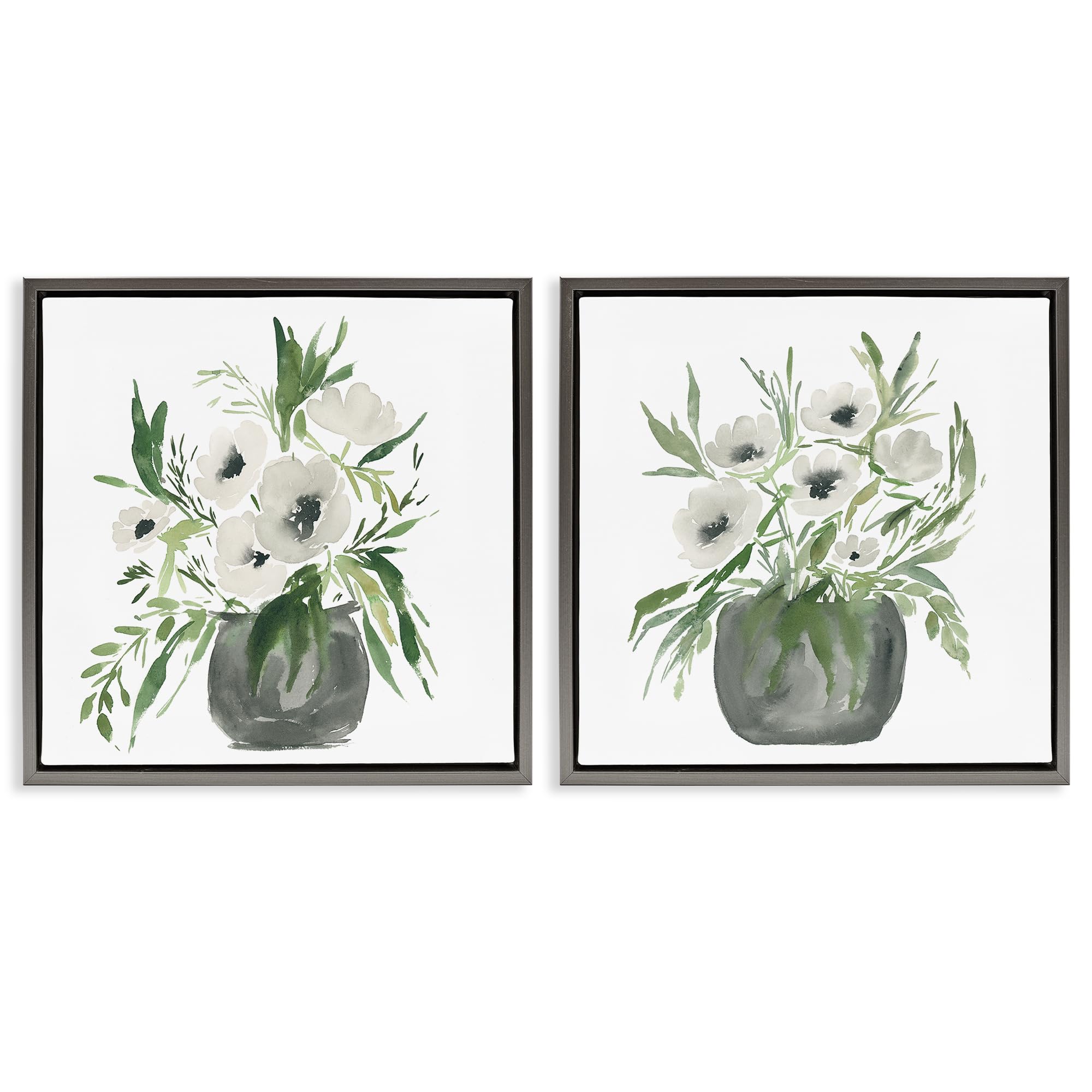 Stupell Industries White Anemone Vases 'White Anemone Vases'| 2Pc Floating Frame Art Set 2