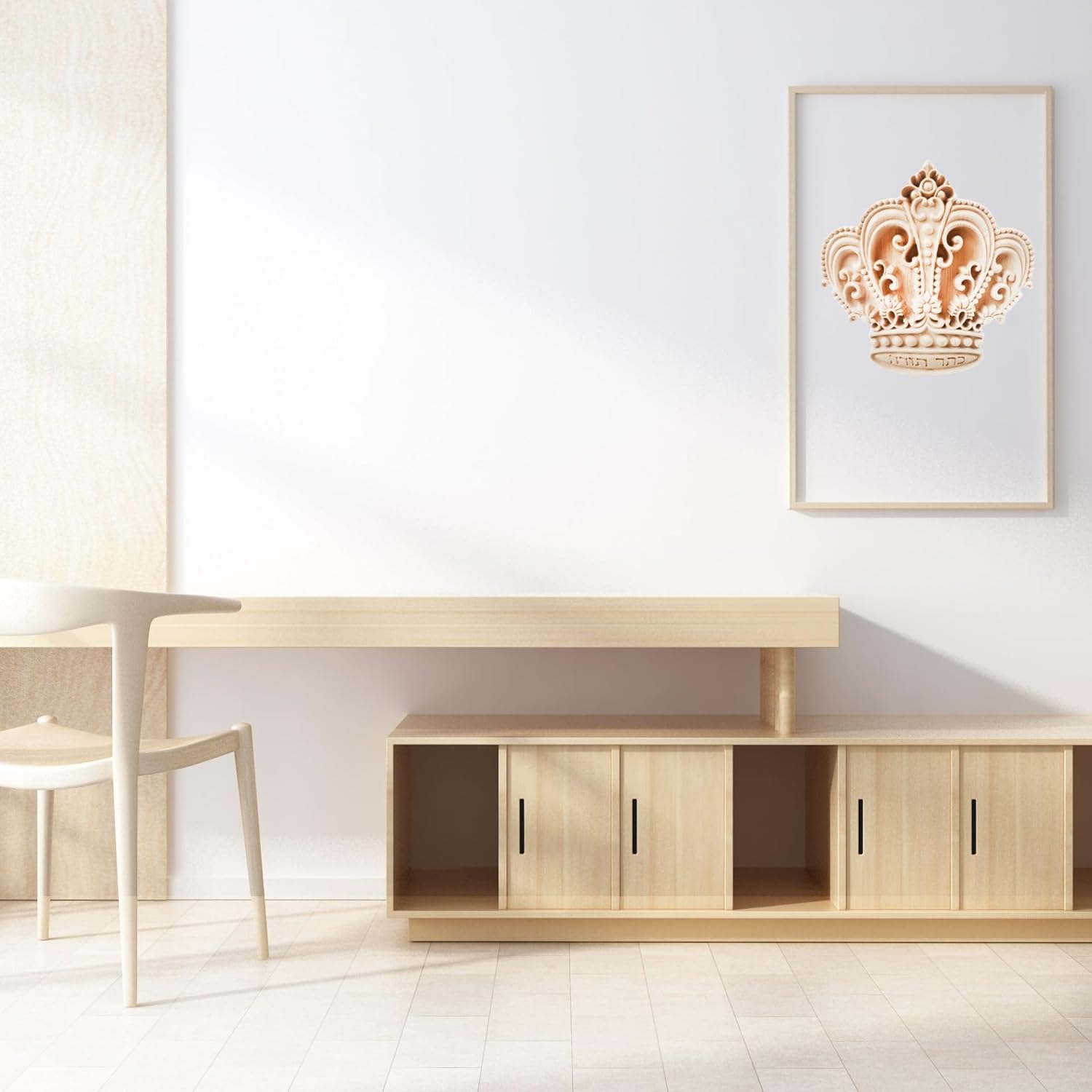 Crown Pattern Wood Carving Decal Unpainted Wood Onlay Appliques DIY Appliques Onlays for Wall Door Bed Wardrobe Cabinet Furniture Decor(04,27x26cm/10.63x10.24")
