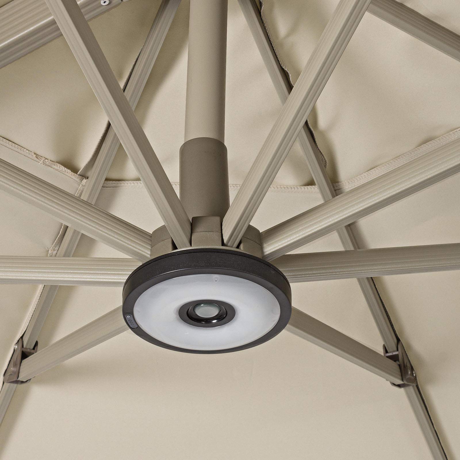 Bizzotto BIZZ-795364 Lampada LED Ombrellone Stintino, Panarea, Lipari, Ricaricabile Tramite Cavo USB, Intensità Luminosa Regolabile, Bianco, 33x33x38.5 cm