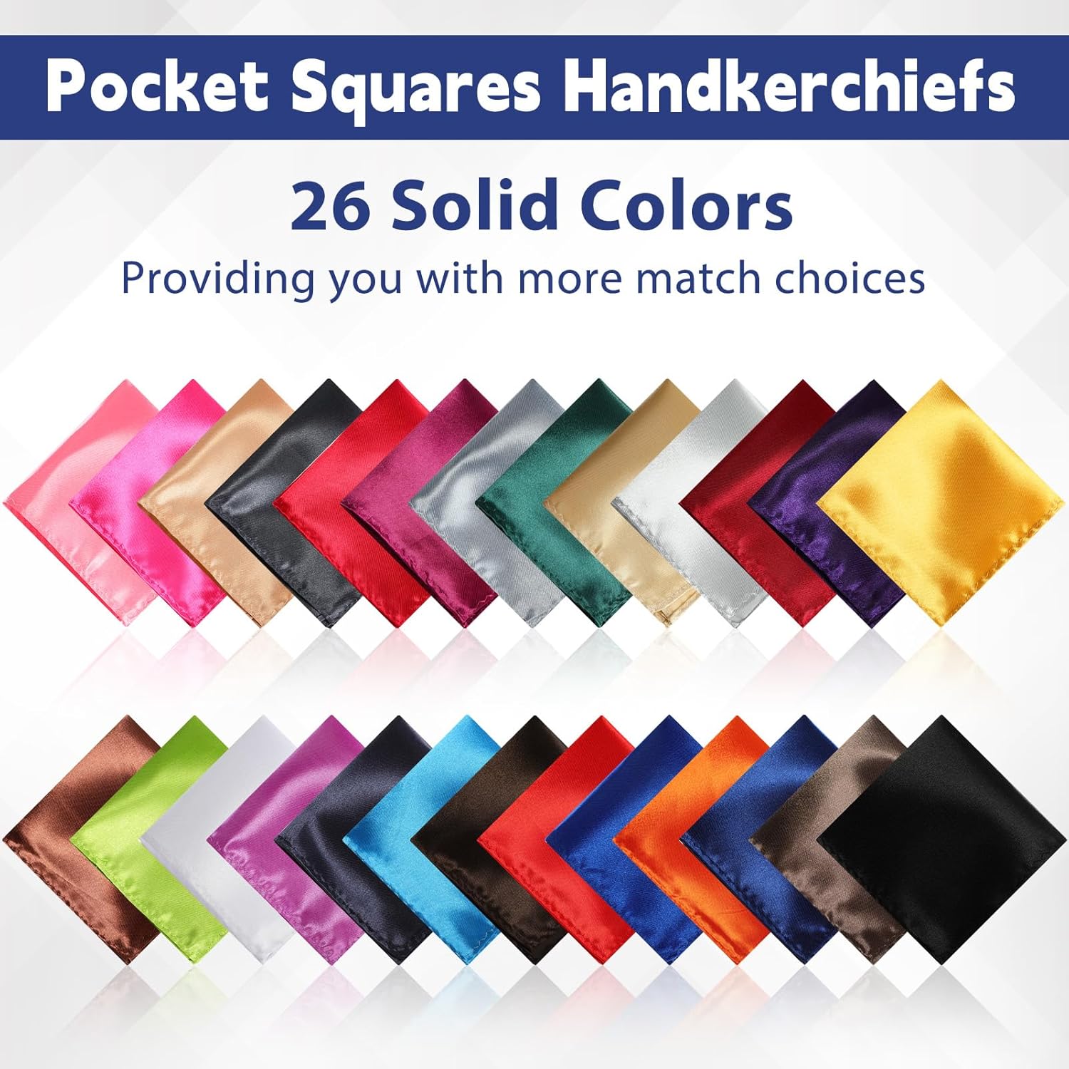 52 Pcs Pocket Squares for Men Soft Silk Handkerchiefs for Suit Accessories Wedding Business Banquet 9.06 x 9.06'', 52 Styles