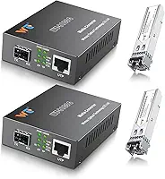 Pacote com 2 conversores de mídia Ethernet de fibra com 2 unidades de transceptor óptico SFP de 1,25 Gbps, conversor de mídia Gigabit SFP para RJ45 com transceptor de fibra Gigabit 1000Base-SX (MMF