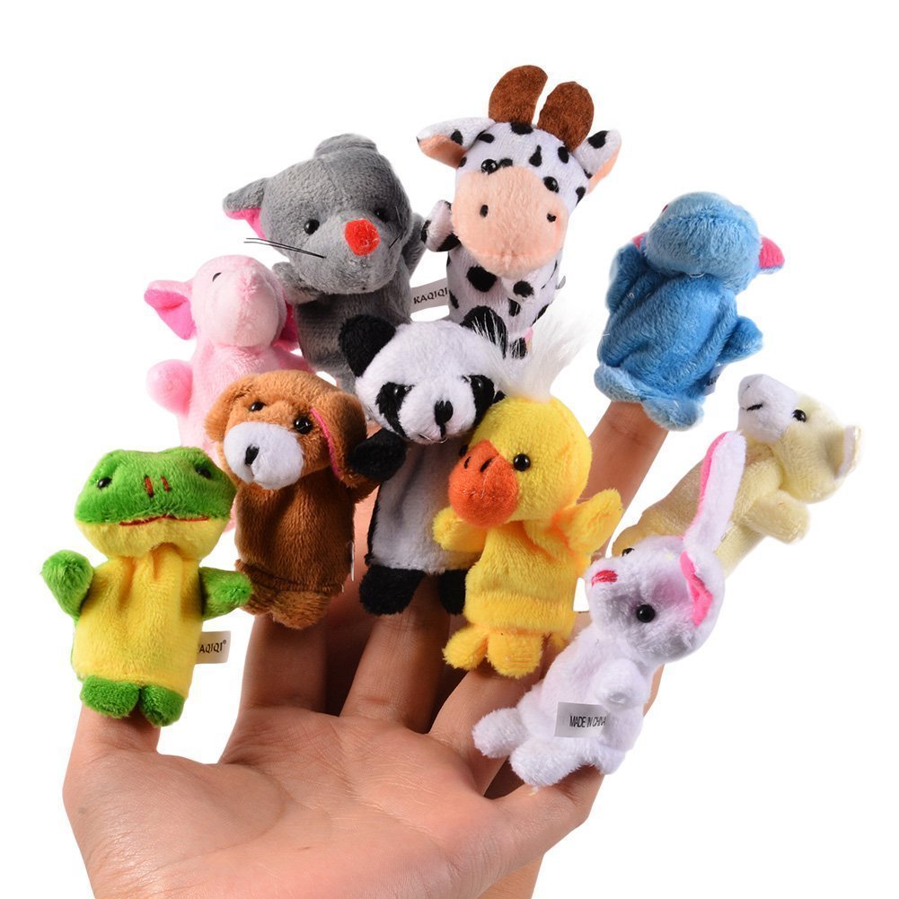 AMERTEER Animals Finger Puppets Set, 10PCS Soft Plush Puppet Toys for Kids,Early Educational Plush Animal Toys for Birthday Christmas, Boys Girls, Party Favors, Goodie Bags Fillers, Birthday Day Gifts