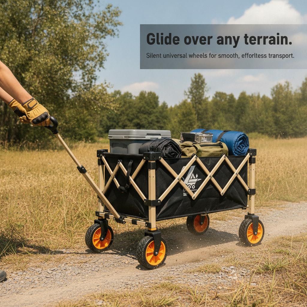 Carrello Utility Pieghevole da Esterno, Ruote universali silenziose, Carrello portatutto, Festival musicali, Per famiglie numerose, Ruota universale silenziosa standard, 5 pollici