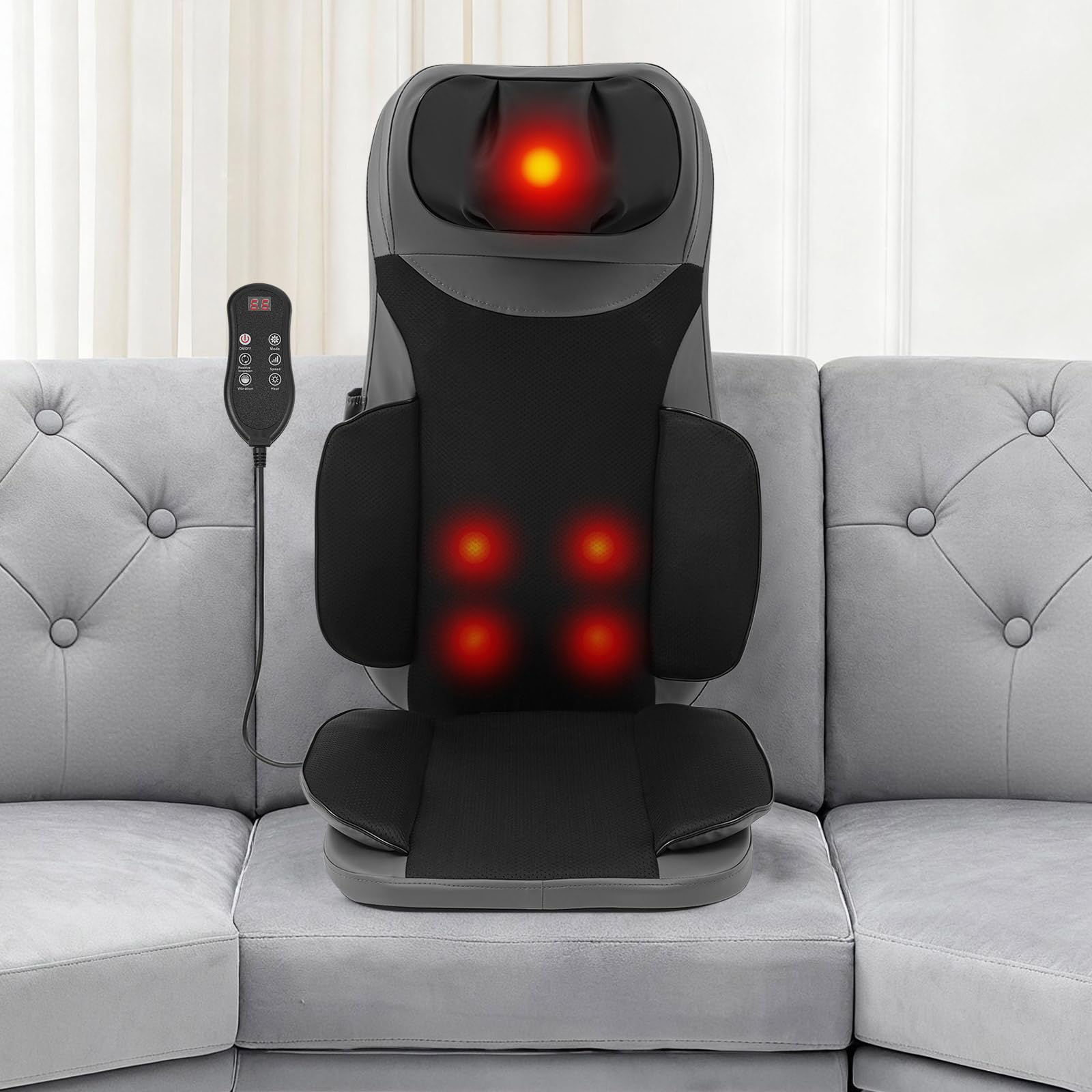 3D Massage Sitzauflage 5-in-1 Wärme Vibration Nacken Rücken Shiatsu Pad