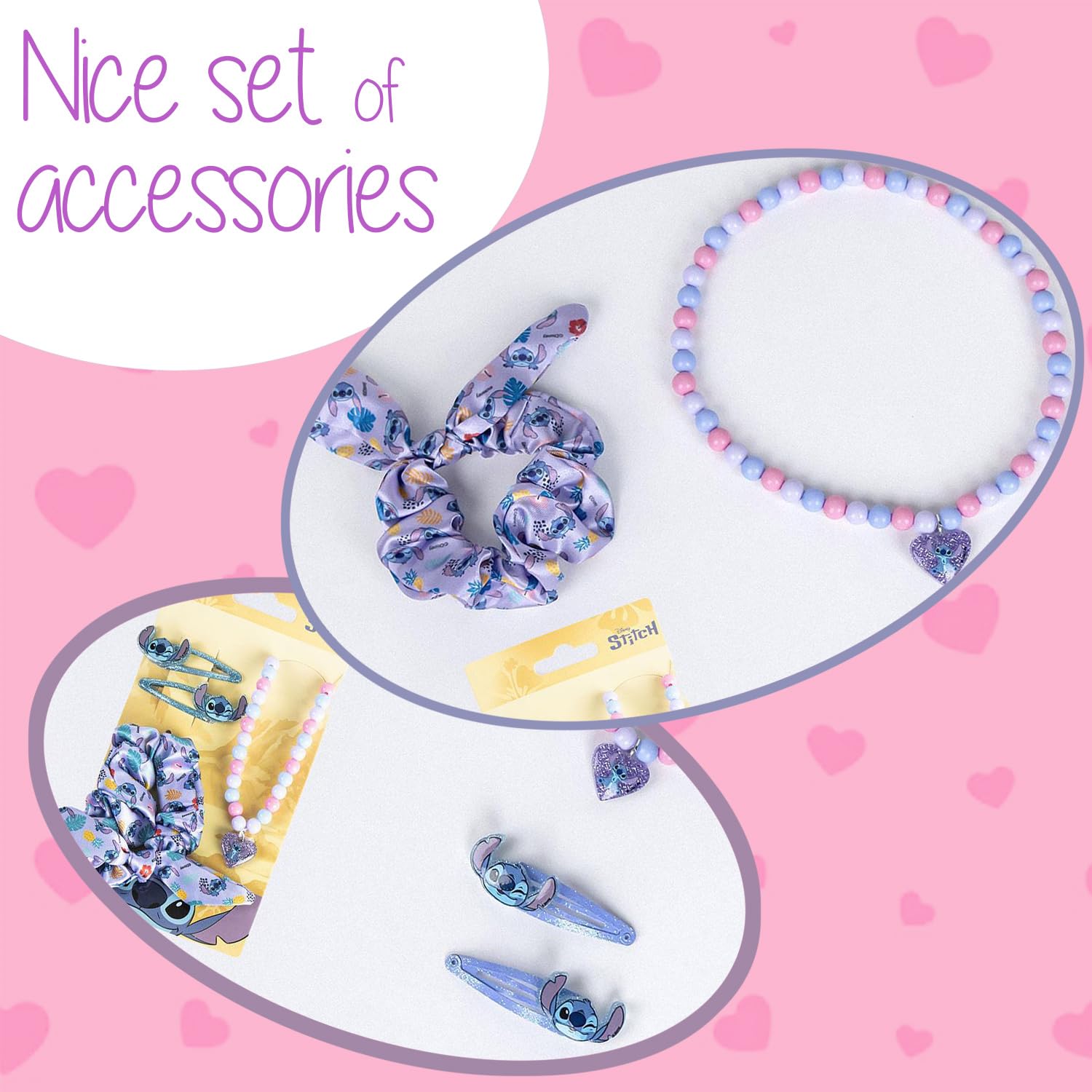 Stitch - Lilo et Stitch - Ensemble Accessoires enfants bijoux et cheveux - Bracelet d'amitié - Collier - Idée Cadeau Fille Stitch Fille