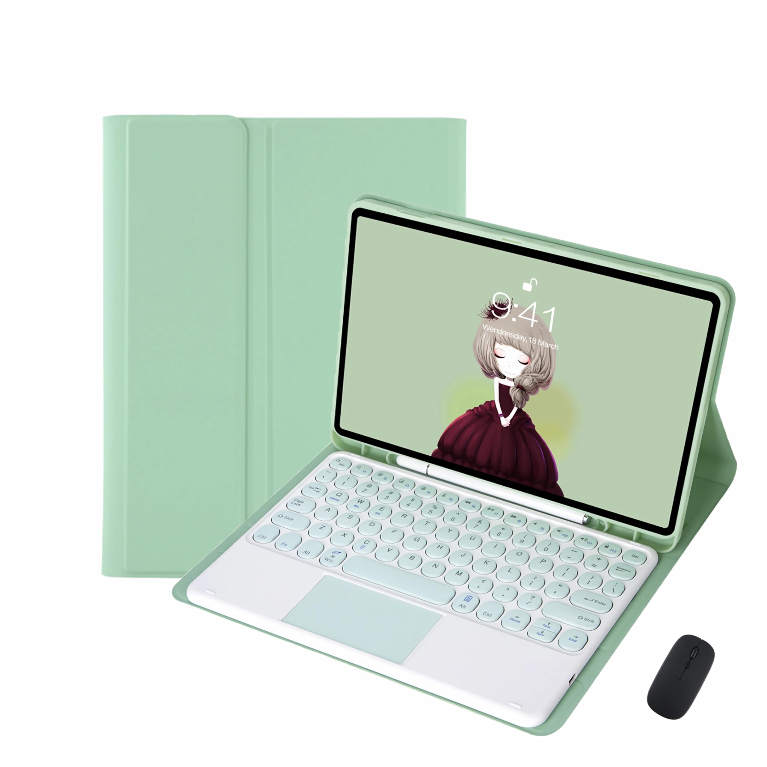 Clavier tactile pour Galaxy Tab S6 Lite étui détachable à touches rondes