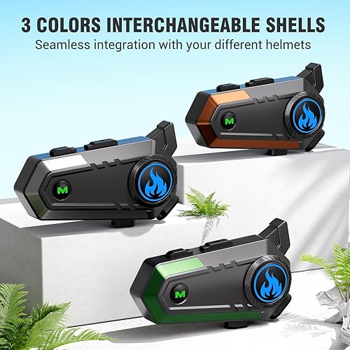 Miniatura 2 de Casco de motocicleta con Bluetooth, casco de motocicleta Bluetooth con 2 tipos de micrófonos, intercomunicador, llamadas manos libres, música,