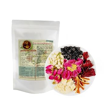 WEIJUEJIYI Rose Jasmine Roselle Tea 150g Combination Herbal Tea | Orange Peel, Black Wolfberry, Chrysanthemum, Floral Sweet and Sour Taste