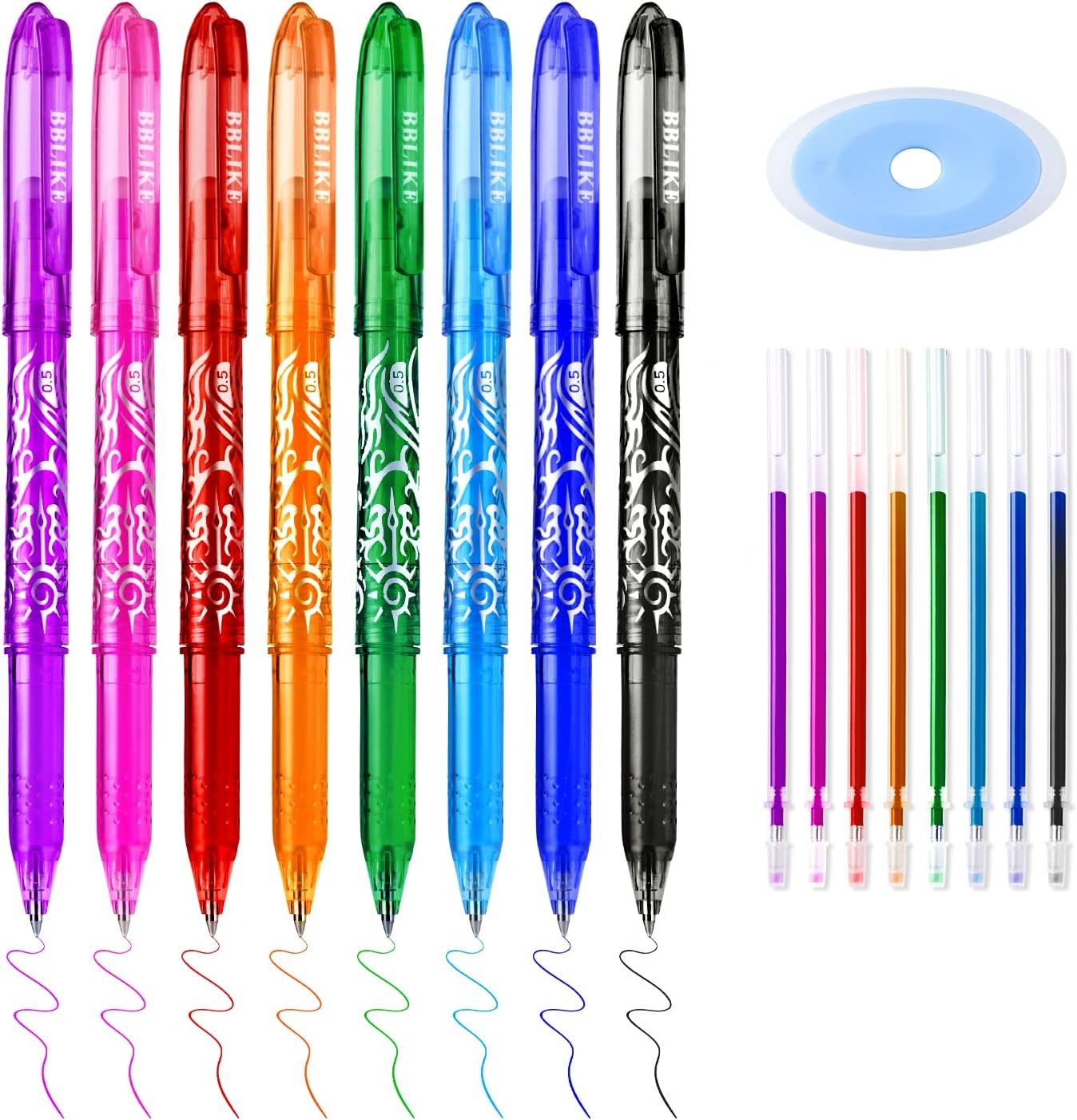 Friction pens, Erasable Gel Pens, 8Pcs Colorful Erasable Rollerball Pen