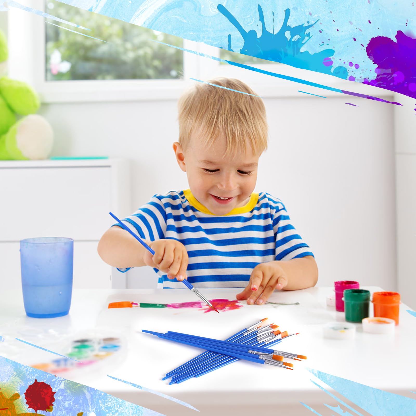 Malpinsel, 50 Stück, kleine Pinsel für Acrylmalerei, Bastelpinsel-Set für Kinder, Aquarell, Gesicht, Leinwand, Detailmalerei (flach und rund)