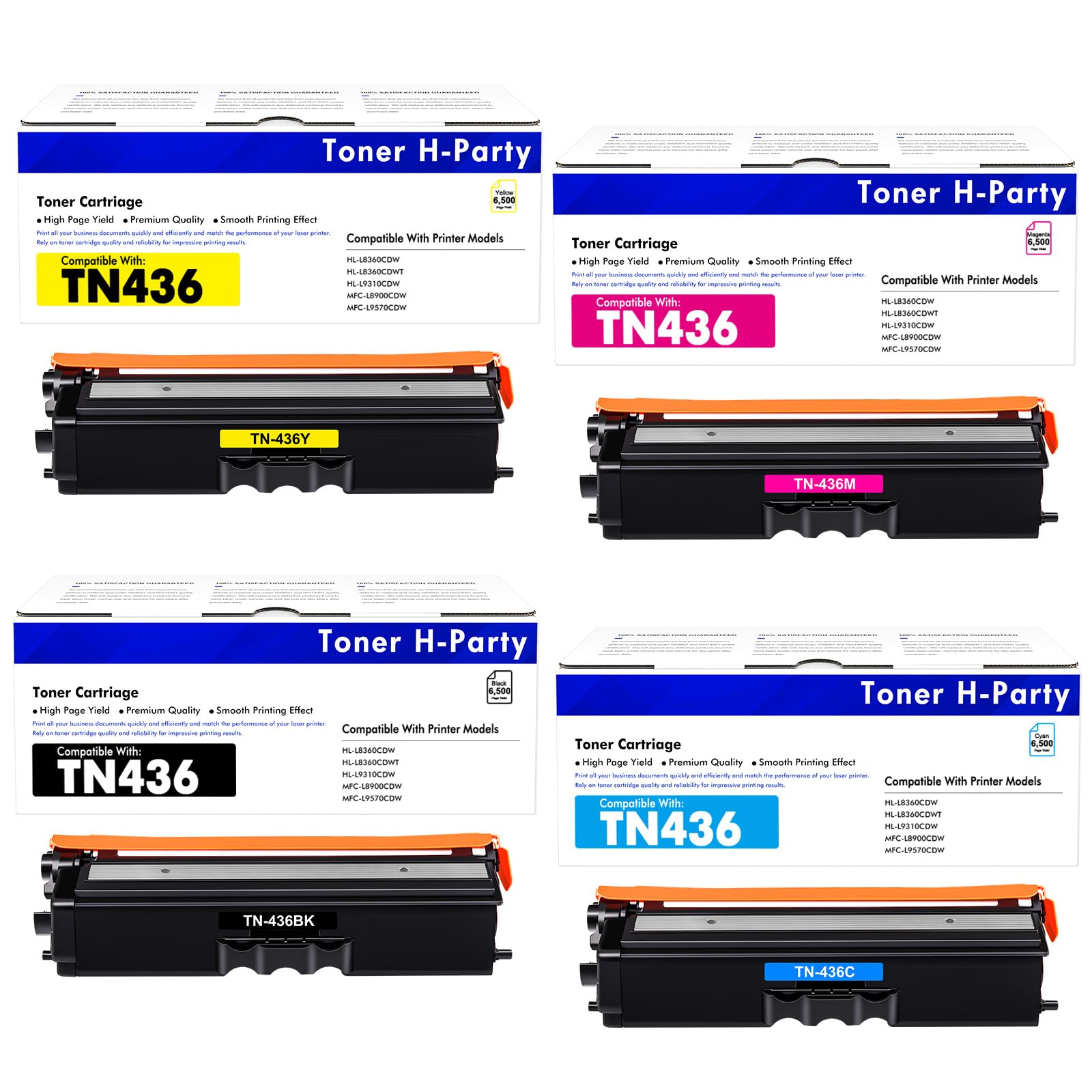 TN436 TN-436 Toner Cartridge 4-Pack Compatible Replacement for Brother TN436 TN 436 TN-436 TN436BK TN436C TN436M TN436Y for HL-L8360CDW HL-L8360CDWT