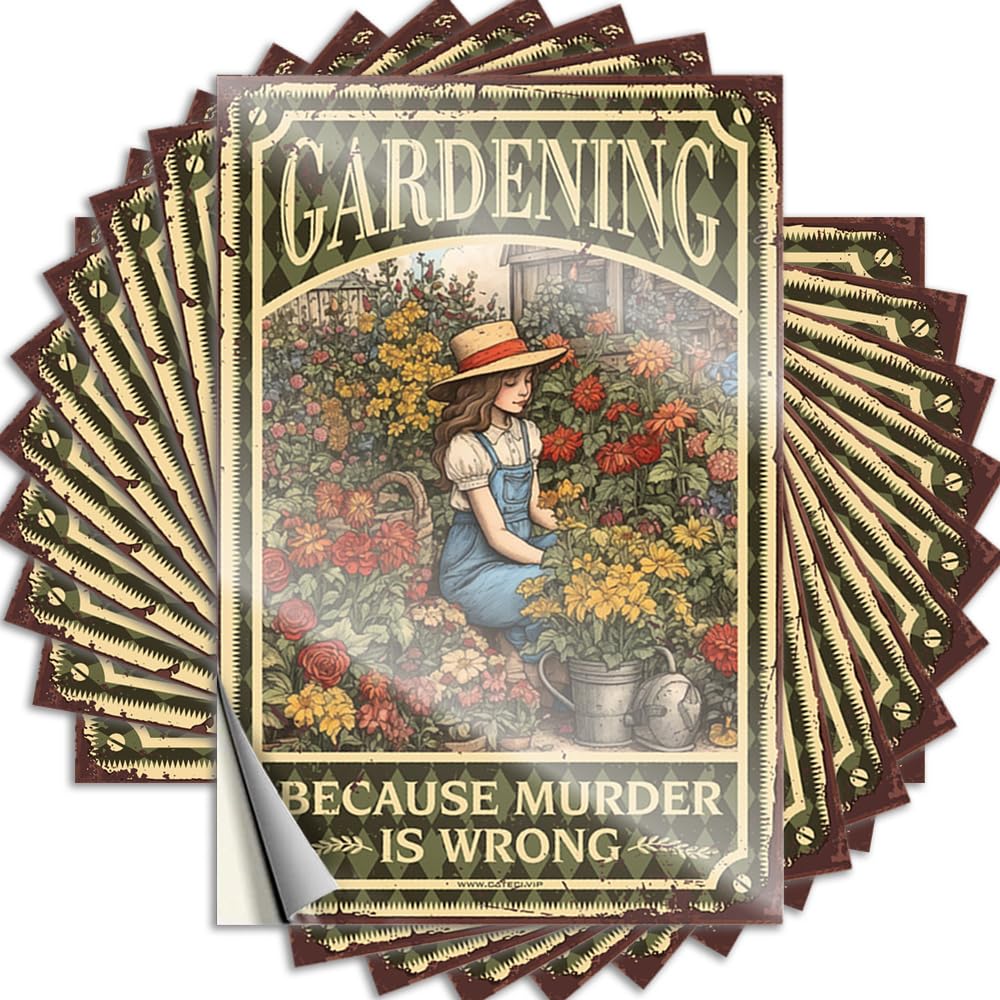 Farmhouse, Tattoo Bathroom Bottle Gardening Because Murder is Wrong | Fuzzy Waterproof Vinyl Stickers(12X18CM)