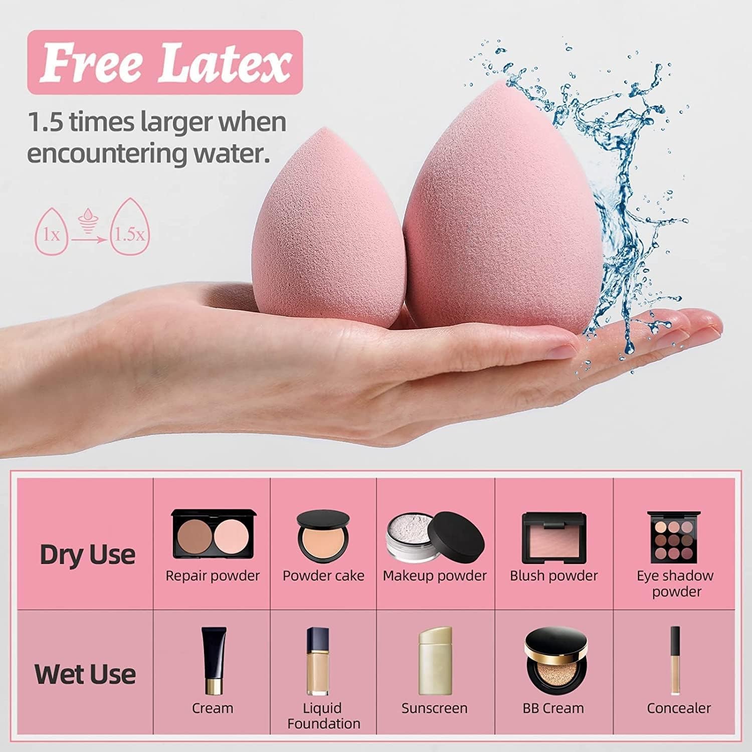Beautiflame 10 PCS Makeup Sponge Cosmetics Blender Latex Free and Vegan Puffs for Foundation,Liquid, Cream, and Powder Puff (MULTICOLOR) 2
