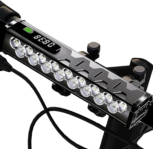 Luces de bicicleta, 17 LED de 4000 lúmenes, luz de bicicleta con 4 modos, 10000 mAh USB recargable luz de bicicleta para bicicleta con pantalla de