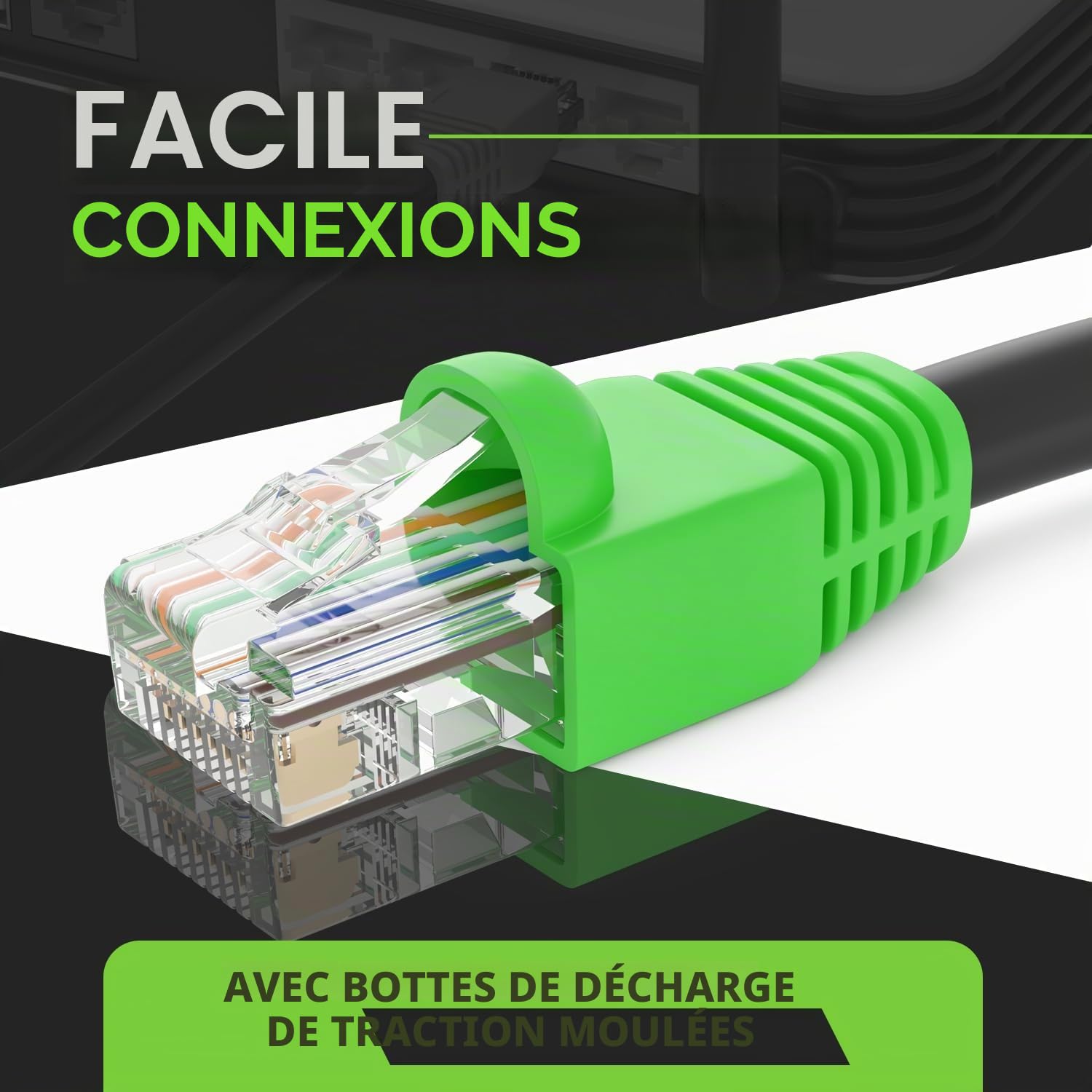 GEARit Câble Ethernet Cat6 extérieur (75 mètres) boîtier en cuivre CCA, étanche, enterrement direct dans le sol, veste UV, POE, réseau, Internet, Cat 6, câble Cat6 - 75 m