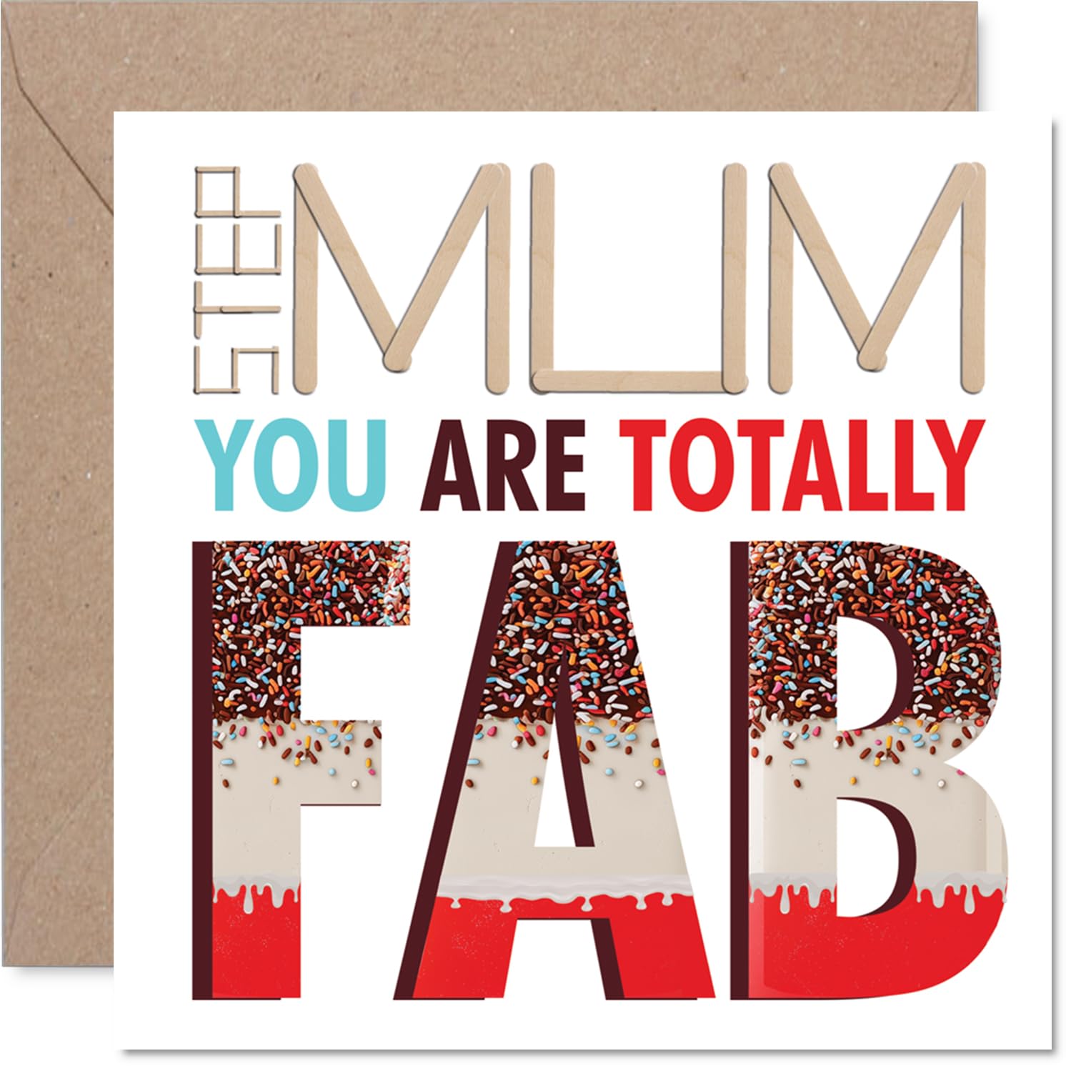 Step Mum Birthday Card - Totally Fab - Happy Birthday Card for Step Mum from Son Daughter, 145mm Totally Fab Mother's Day Greeting Cards