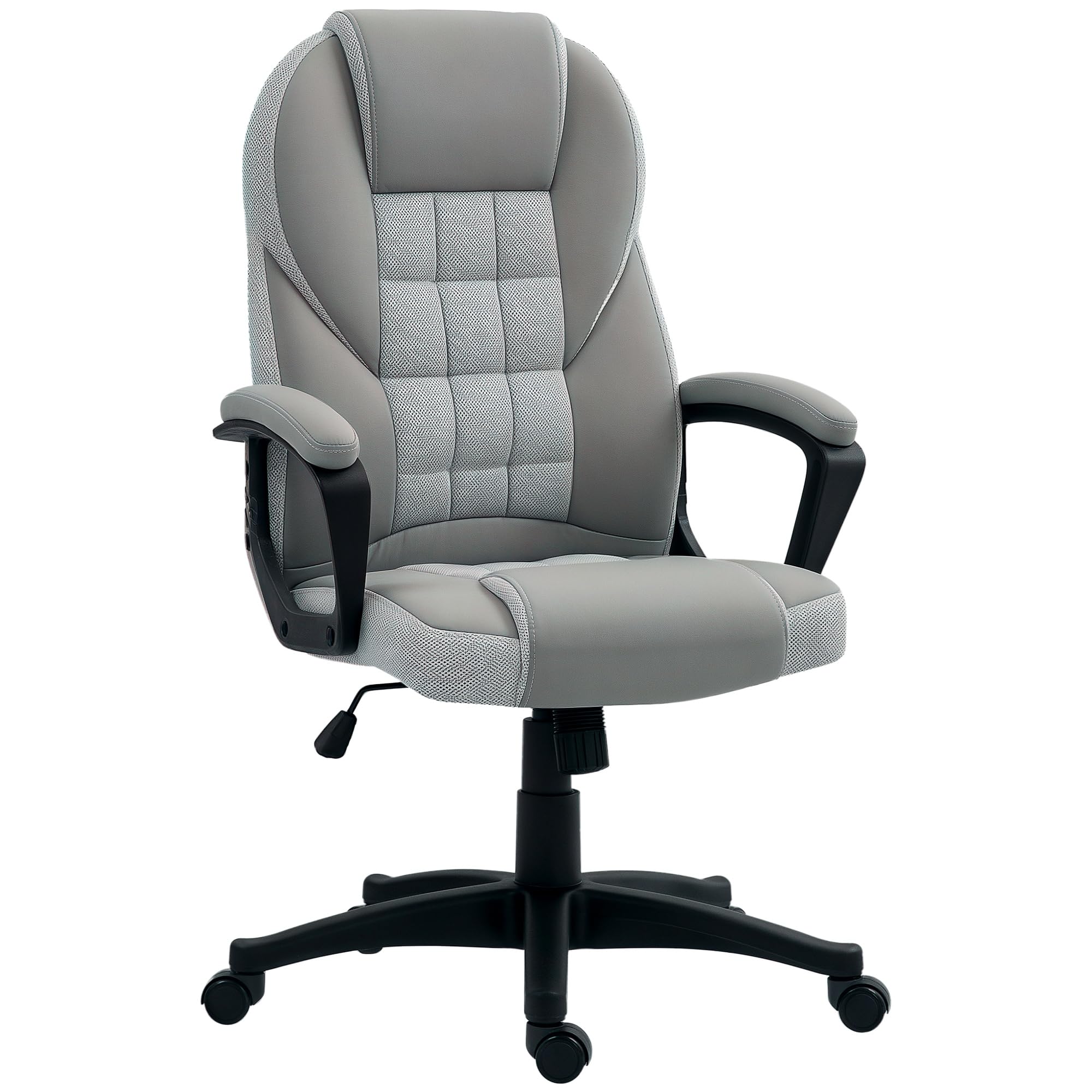 HOMCOM Executive Office Chair PU Leather High Back Swivel Grey | Computer Desk Chair, Adjustable Height, Tilt Function