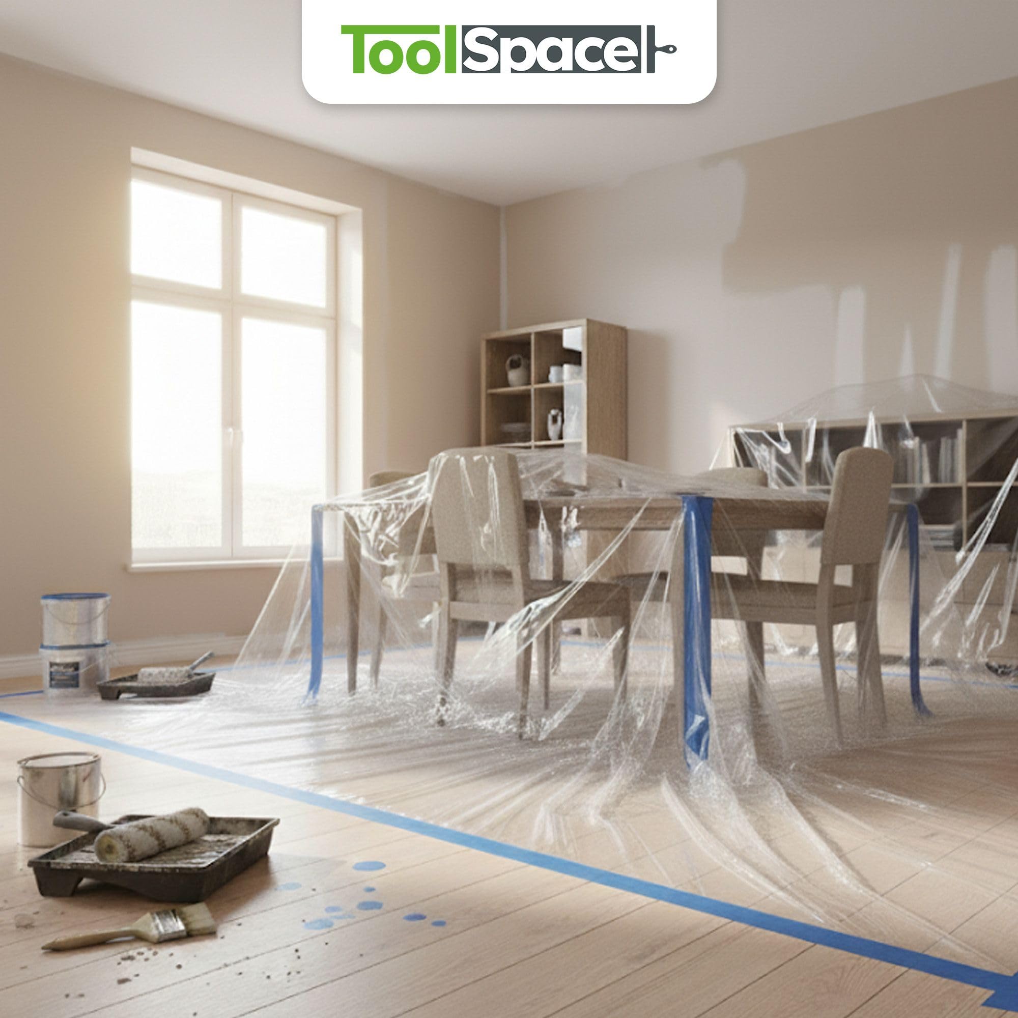 ToolSpace Nastro Carta Blu con Adesivo per Decorazioni - Scotch en Rotoli 38 mm / 50 m per Biancare Mascheratura Precisione - per Pittura Verniciatura Ristrutturare - 6 x 150 m Applicatorecarta