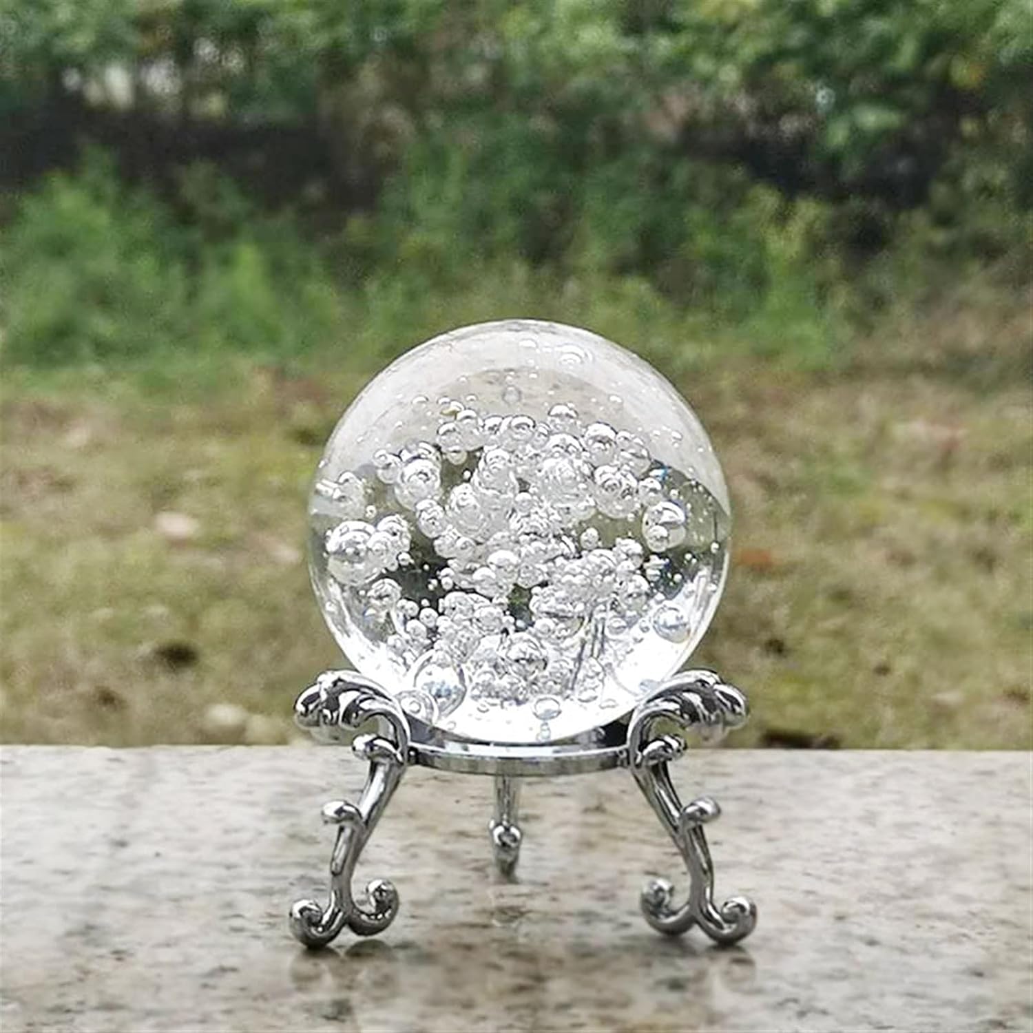 Crystal Ball (in Western Magic) 5/6cm Crystal Bubble Ball Glass Magic Sphere Home Decoration Ornaments Decorative Figurines Miniature Fountain Dedicated Ball Crystal Ball(Ball with Base 3,60mm)