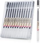 Stylos de Gel Noir Premium, [0.5mm] Stylos à point extra fin en écriture lisse stylos à bille pour bureau japonais fournitures scolaires (12 Boîtes)