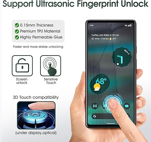 Miniatura 4 de DYNASCO Paquete de 3 protectores de pantalla de TPU para Google Pixel 6A, película de poliuretano termoplástico suave y flexible de alta definición,
