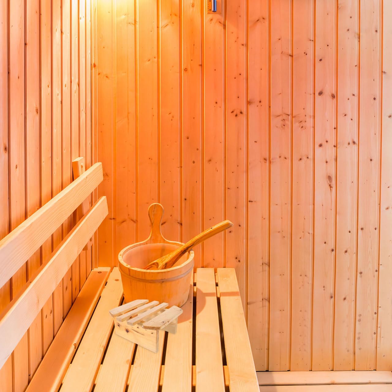 Wooden Foot Stool for Sauna 1-Piece Small Portable Footrest for Bath and Shower Multipurpose Stepping Stool for Home Use