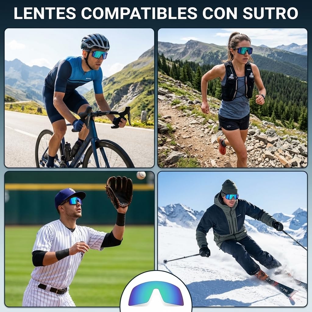 Lentes de Recambio Compatible con Oakley Sutro S, Color Verde Zafiro