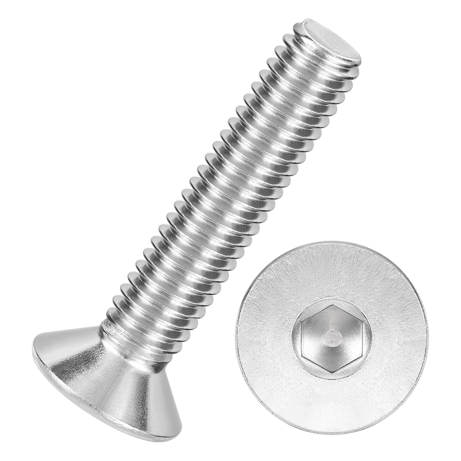 Kozelo 30Pcs Flat Head Socket Cap Screws - [M6-1 x 30], 304 Stainless Steel 18-8 Countersunk Bolts, Silver, for Automotive, Furniture Repair, Industrial Equipment & Temporary Fixes