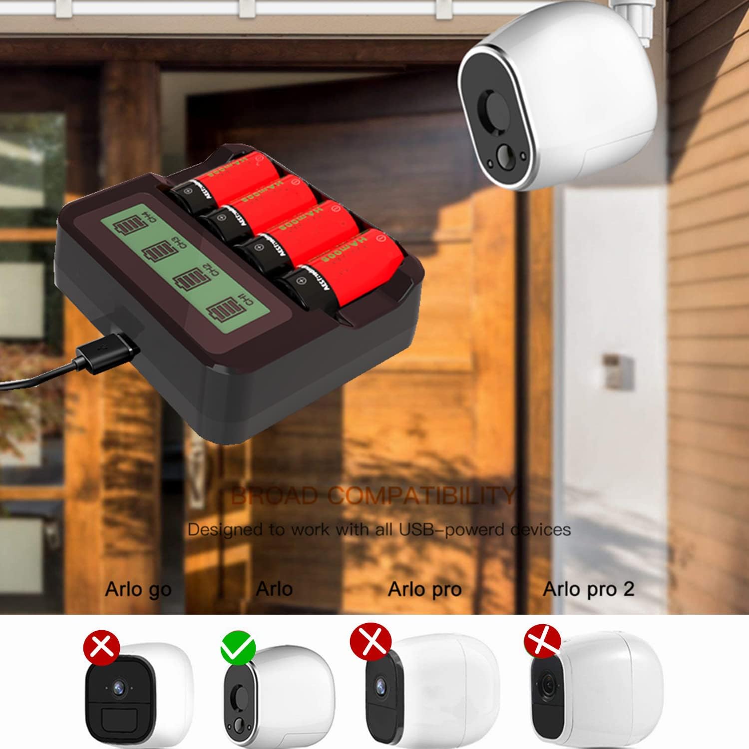 123A Rechargeable Batteries, Yofraro 8-Pack ICR17335 Rechargeable Batteries and Charger for Arlo VMS3130 VMC3030 VMK3200 VMS3330 3430 3530 Cameras, Alarm System, Flashlight