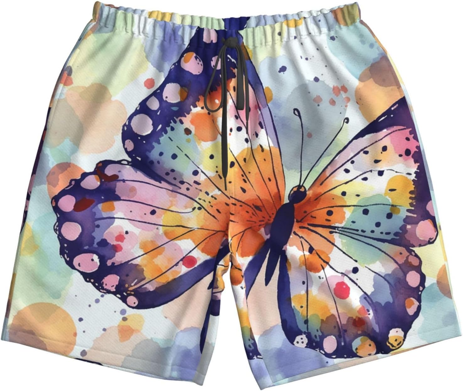 Men's Swim Trunks Quick Dry Beach Shorts Summer Bathing Suit Watercolor Butterfly Swimwear Beachwear with Pockets