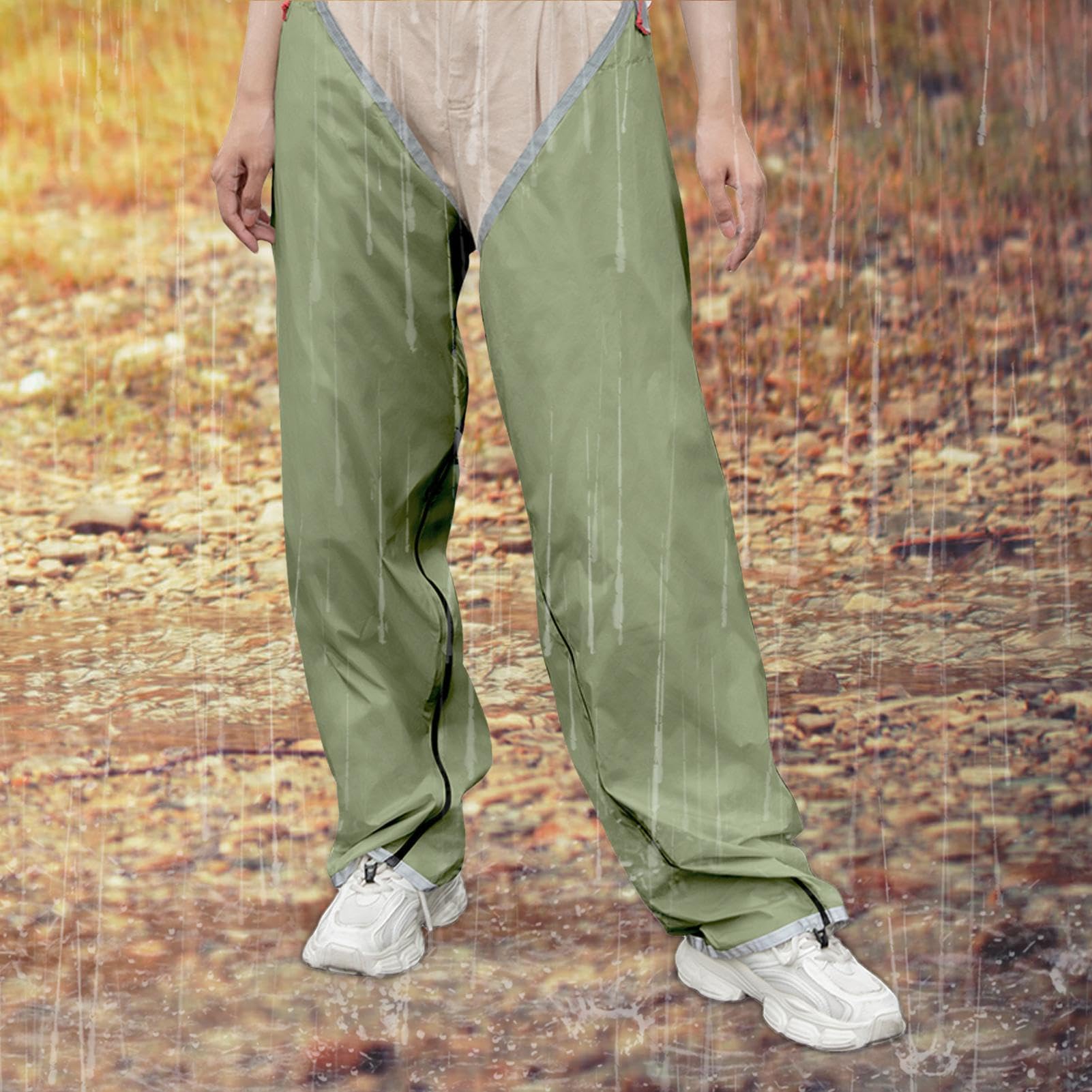 Pantalones de lluvia con cremallera | Pantalones de lluvia impermeables con cremallera | Pantalones de lluvia ligeros divididos, pantalones de lluvia para exteriores para días lluviosos
