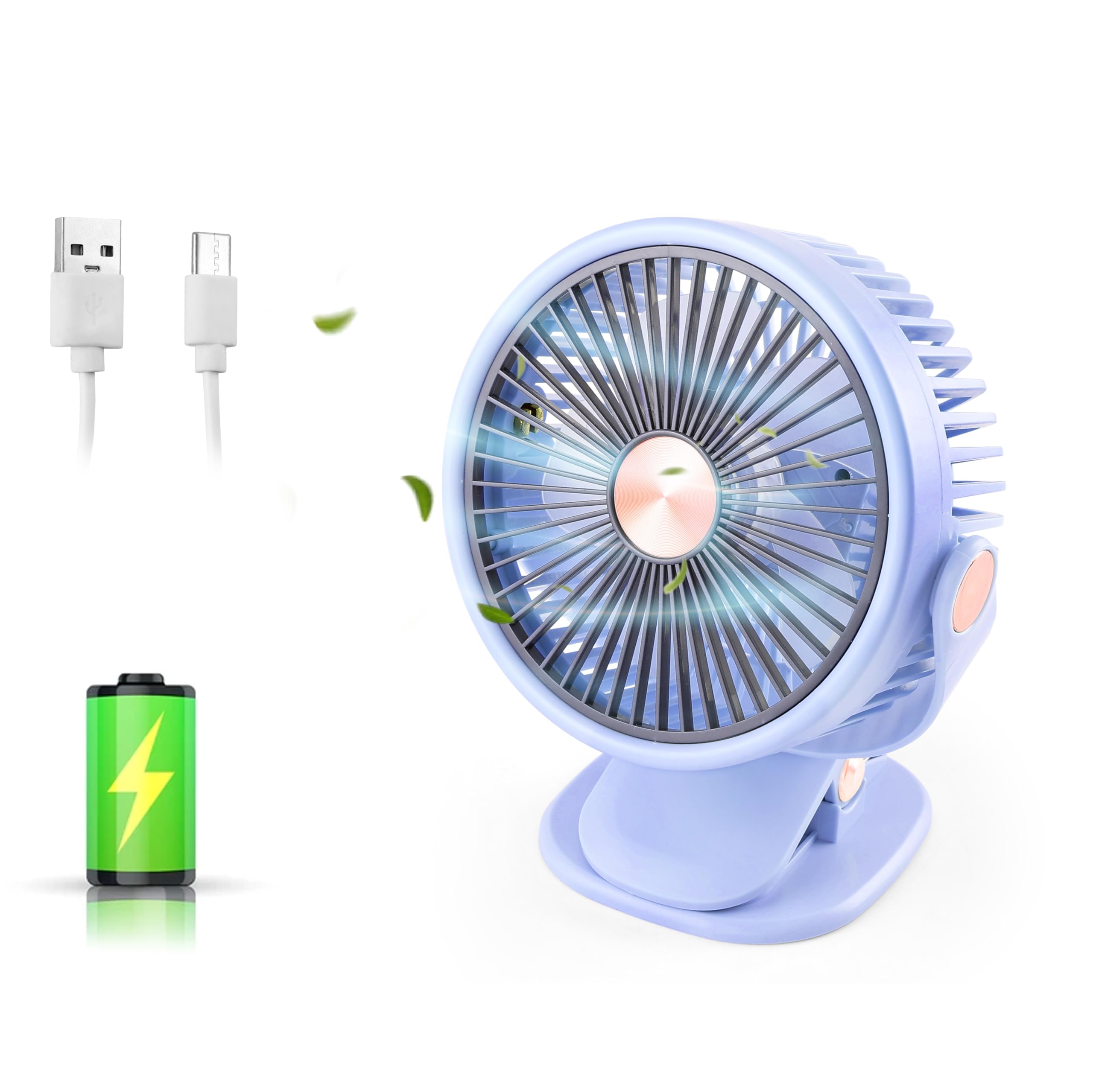 Gesto Table Fan High Speed –Powerful rechargeable fan With 3 Speed Airflow | Noiseless Clip on portable fan for home,Stroller,Kitchen | Multi-clip Function 1800 mAh charging battery fan for desk(Blue) (B0D66QG1Q3) Amazon Price History, Amazon Price Tracker