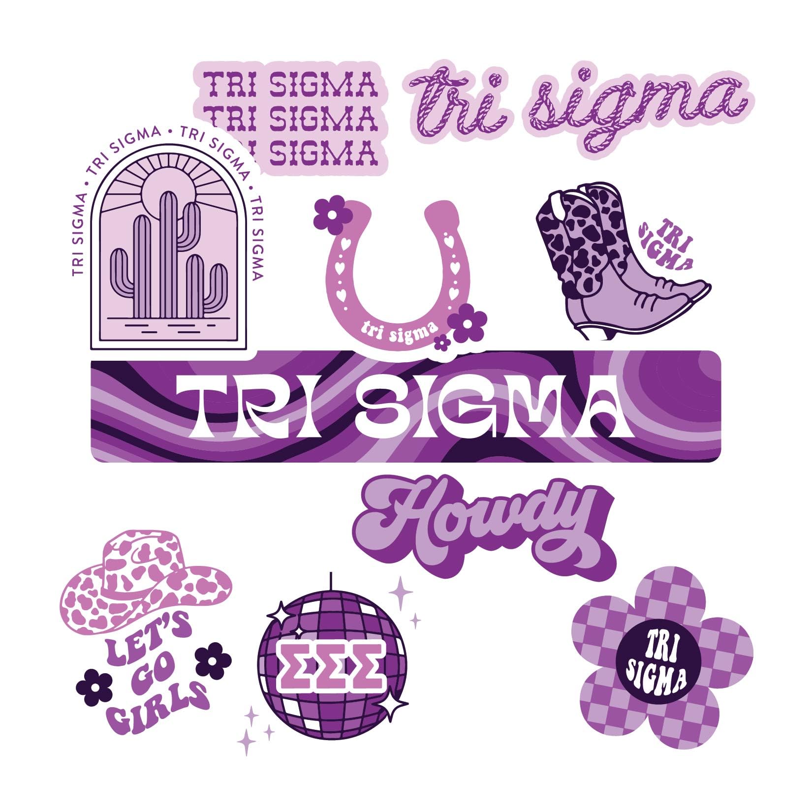Autocollants sororité Tri Sigma amovibles et résistants en vinyle souple