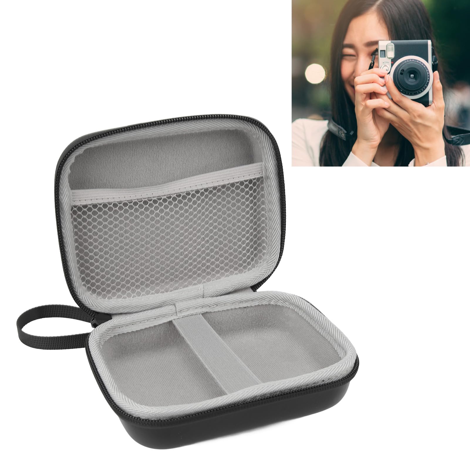 Ejoyous Custodia Rigida per Fotocamera in Pelle PU, Borsa Protettiva Compatta per Mini, Link Liplay con Archiviazione Intelligente e Stile retrò per Fotografi di Viaggio (#1)