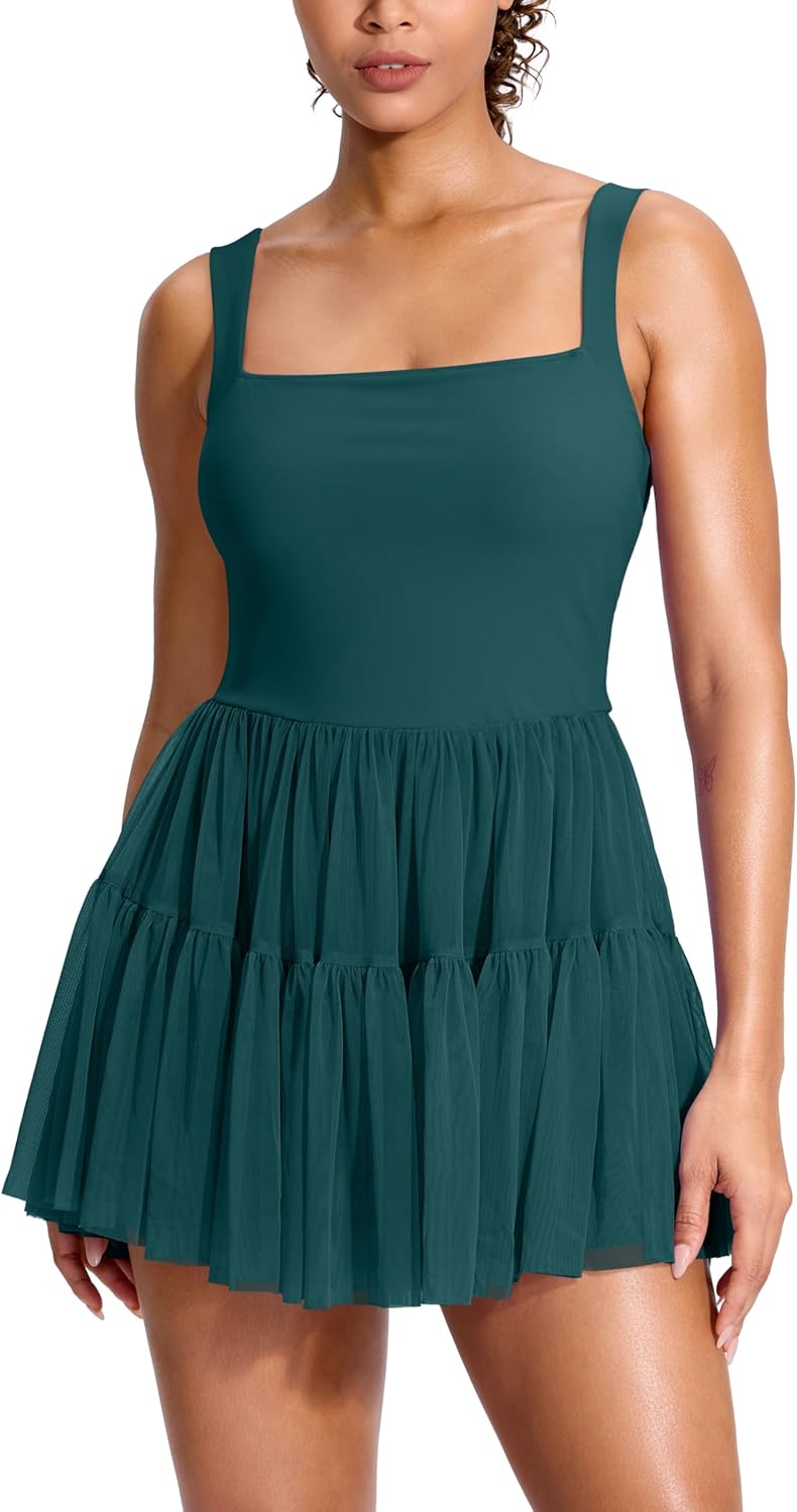 Soothfeel Tennis Dresses for Women Athletic Dress with Built in Shorts & Bra Flowy Golf Workout Dresses with Pockets Summer