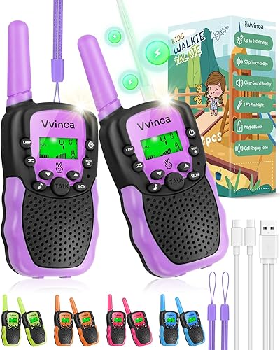 Miniatura 18 de Walkie Talkies para niños, juguete recargable de largo alcance para regalo para edades de 3 4 5-7 8-12 años, niña niño con 22 canales, radio de 2