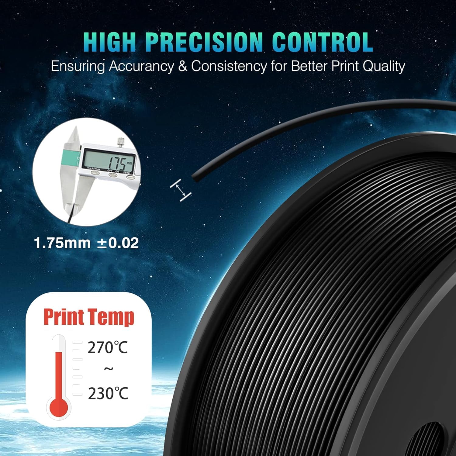SUNLU Filament ABS 1,75 mm, filament do drukarki 3D o wysokiej wytrzymałości, odporny na wysoką temperaturę filament do drukowania 3D 1,75 mm, szpula 1 kg, skóra ABS