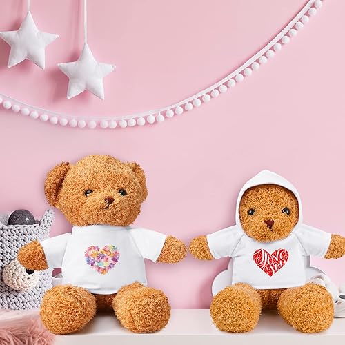 Miniatura 6 de Kathfly 6 piezas de ropa de oso en blanco de sublimación, camiseta básica de forro polar blanco, camisetas de muñeca con capucha de oso blanco para