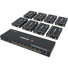 HDMI 2.0 4K Extender Splitter Over Single Cable CAT6 Up to 196 FT 1-in 8-Out w/Local Loop Output & Low Latency by J-Tech Digital [JTECH-18EX50]