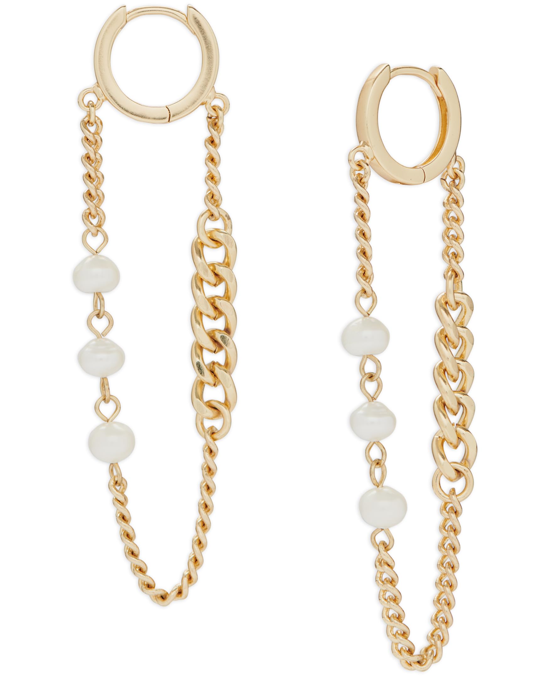 Lucky BrandWomens Pearl And Chain Hoop