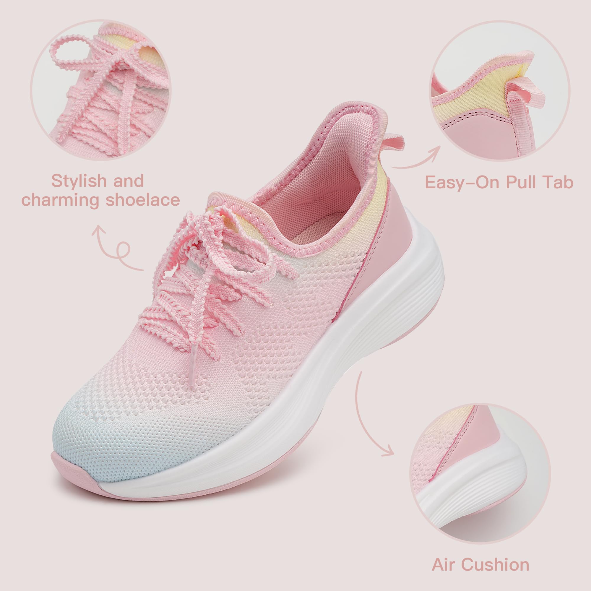 Stelle Girls Sneakers Boys Kids Tennis Running Walking Shoes Slip-On Athletic Non Slip Lightweight Breathable Sport Shoes for Little/Big Kid(Rainbow Blue,2ML)