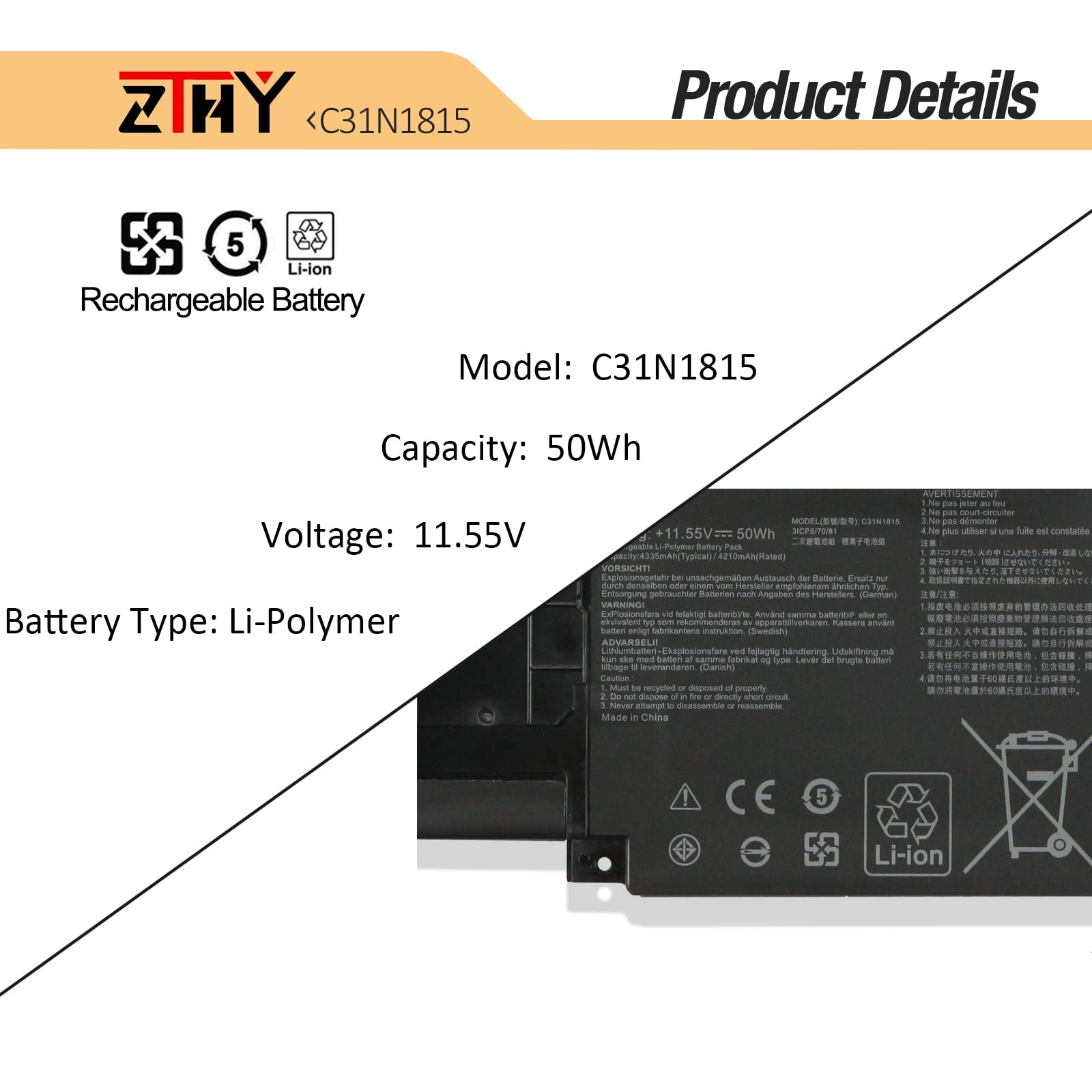 Amazon.com: 50Wh C31N1815 Laptop Battery Replacement for Asus