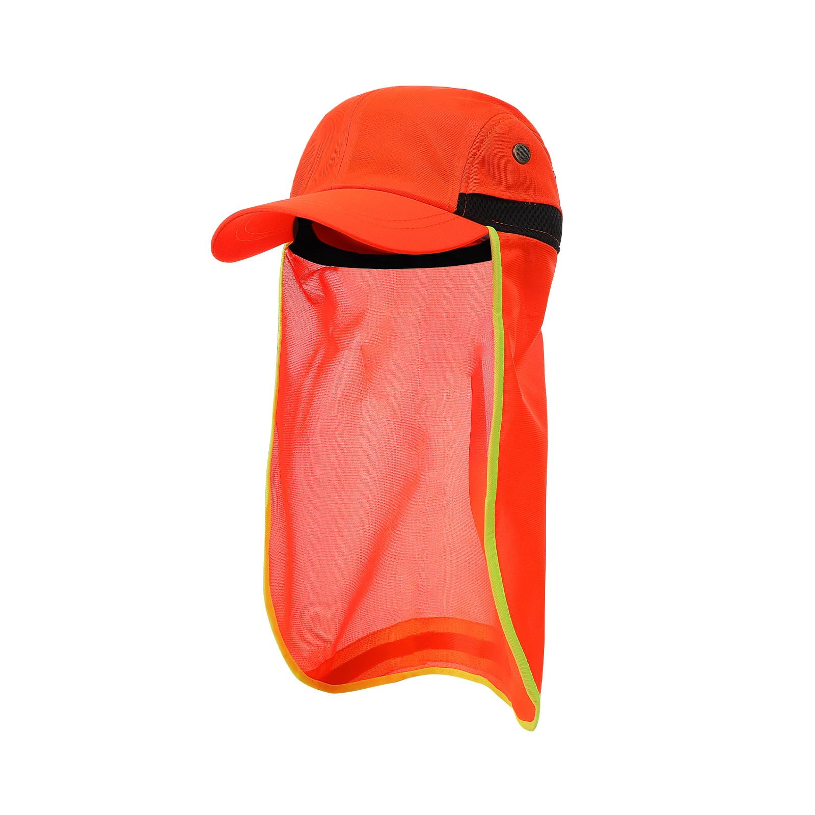 NICEYEA High Visibility Reflective Sun Hat with Neck Flap Mesh Work Safety Hat Sun Protection Cap for Fishing Safari Hiking (Orange)