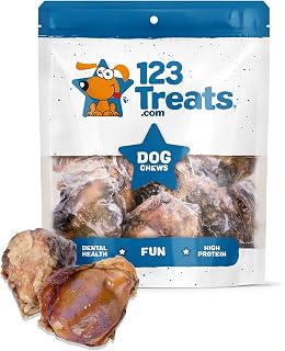 123 Treats Beef Knee Caps for Dogs – 100% Natural Knee Bone Treats, Digestible Protein, Single Ingredient Dog Chews for Aggressive Chewers, Natural Grass Fed Savory Beef Treat | 10 Count