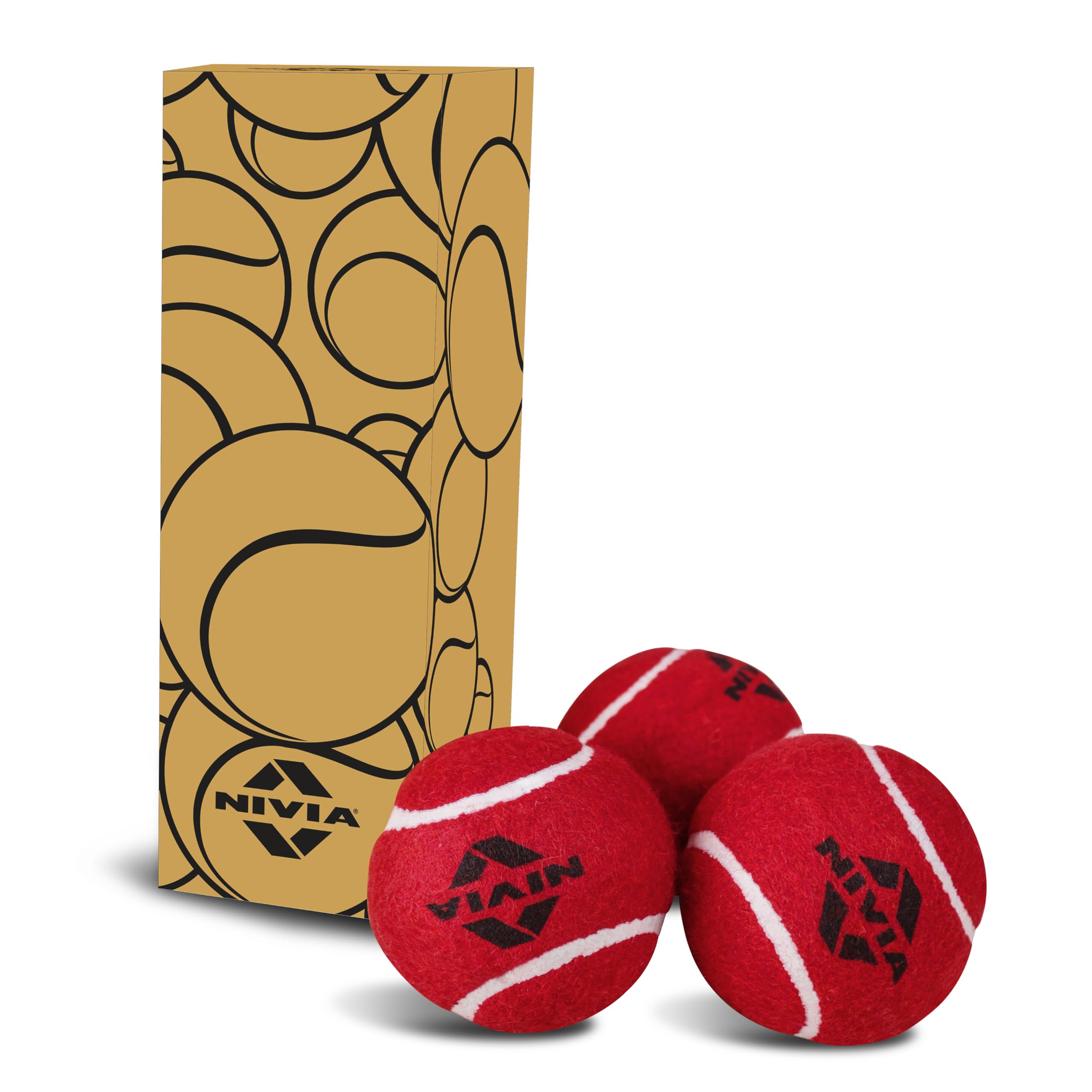 Nivia Heavy Weight Tennis Cricket Ball, Tennis Ball for Cricket, Practice Ball, Street Match Ball, Training Ball for Outdoor & Indoor, Heavy Tennis Balls for Players (Red, Pack of 3)