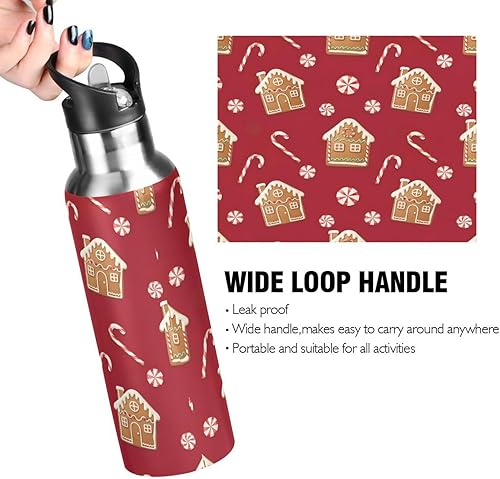 Miniatura 4 de Insulated Water Bottle 20 Oz, BPA-Free Sport Water Bottle for Gym Outdoor Travel School, Gingerbread Houses