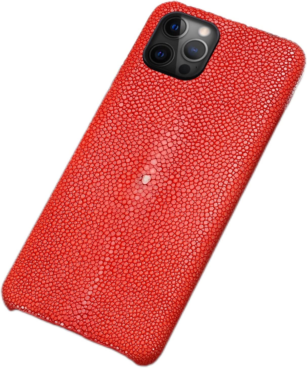 Coque antichoc iPhone 14 Pro Max cuir poisson perlé rouge - 8