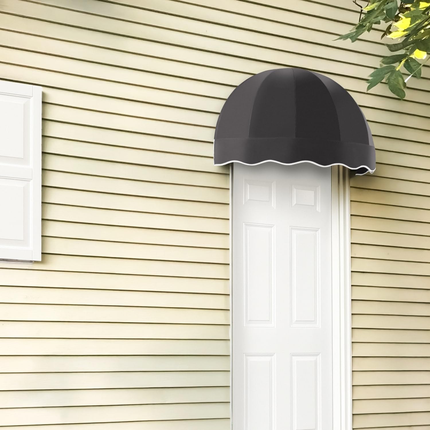 Awntech 5' Bostonian (64.5"-38.25"-32.25") Dome-Shaped Fixed Awning, Black