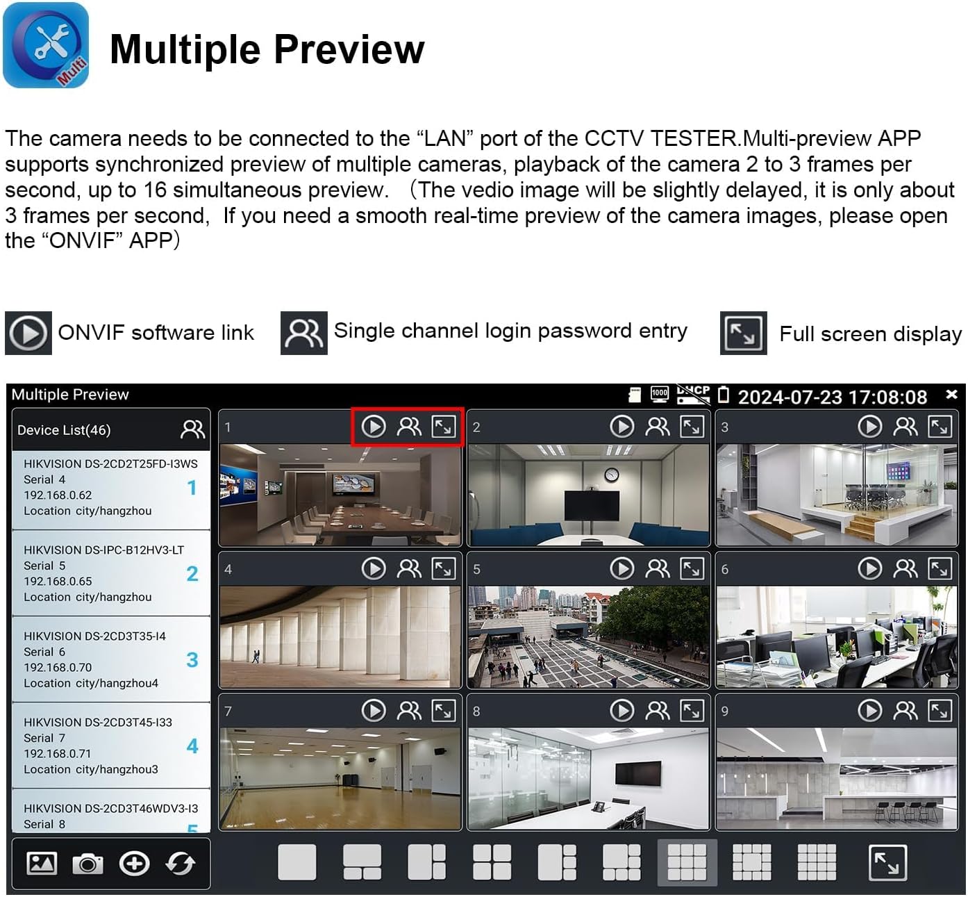EVERSECU 7 Inch Touch Screen CCTV Tester Supports Up to 8K IP Camera & 8.0 Megapixel HD & CVBS Analog Camera, TDR Cable Test, Built in Wi-Fi, Video Level Meter, POE/DC Power Output
